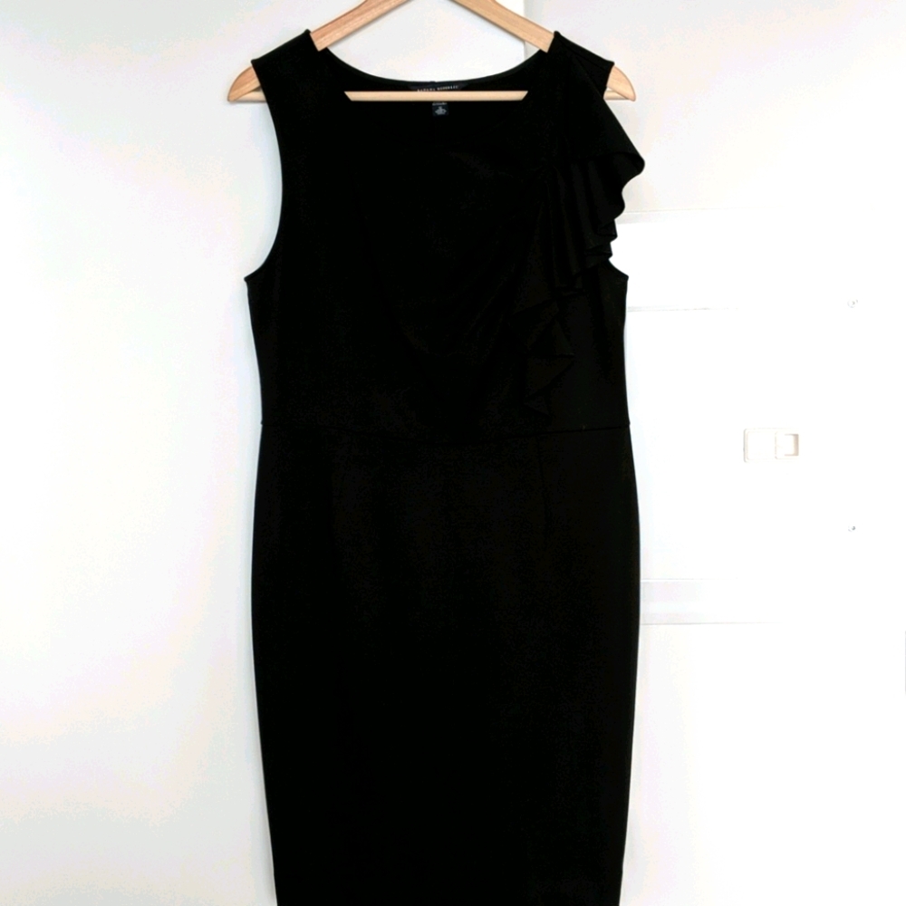 Banana Republic Ruffle Shoulder Dress Black SZ 12